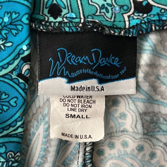 Dream Dance peacock flare pants.  Size small.  Sequin bling dotted throughout. - Picture 8 of 9